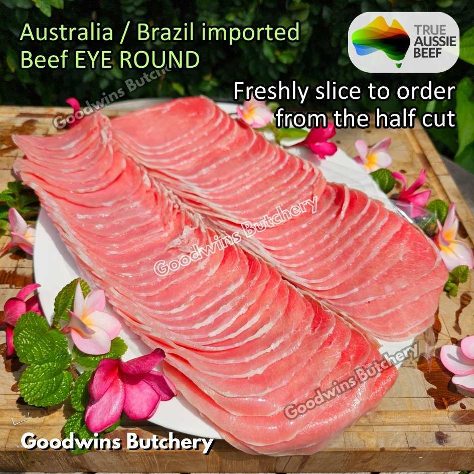 

Beef EYE ROUND sliced teriyaki stirfry 1.2kg | Brazil FRIBOI FRIGON Australia WMPG Angus JACK'S CREEK US choice SWIFT IBP daging sapi import gandik lagarto eyeround frozen