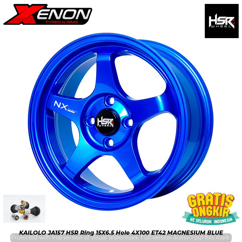 Velg Racing R15 HSR Kailolo Biru Pcd 4x100 Ring 15 Buat Mobil Jazz Yaris Ignis Splash Swift Etios