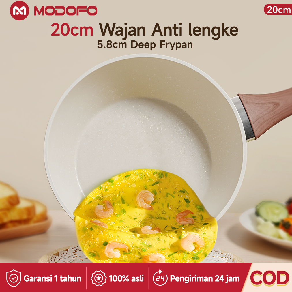 [ COD ] MODOFO Panci Granite Anti Lengket Teflon Anti Lengke Wajan Anti Lengket 20cm Wajan Penggoren