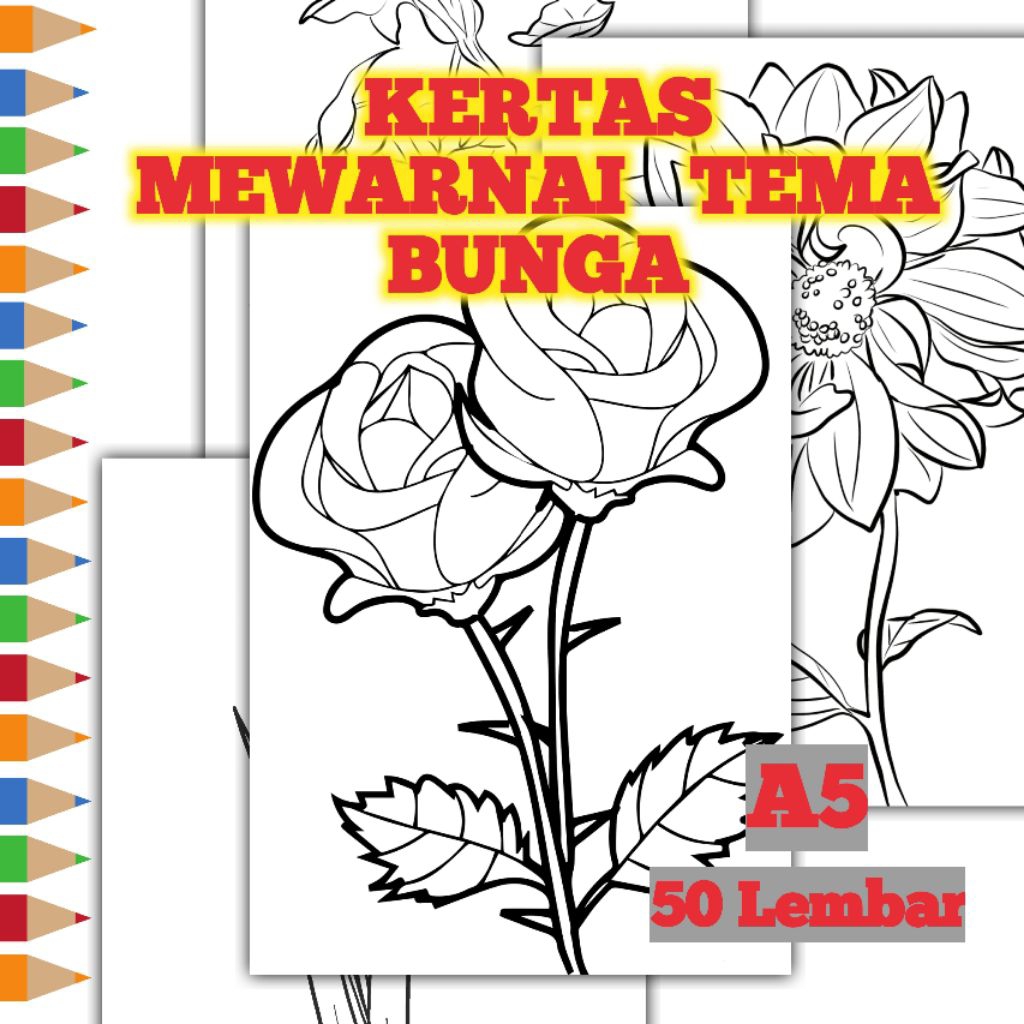

Kertas Mewarnai 50 Lembar Ukuran A5 Tema Bunga - G5