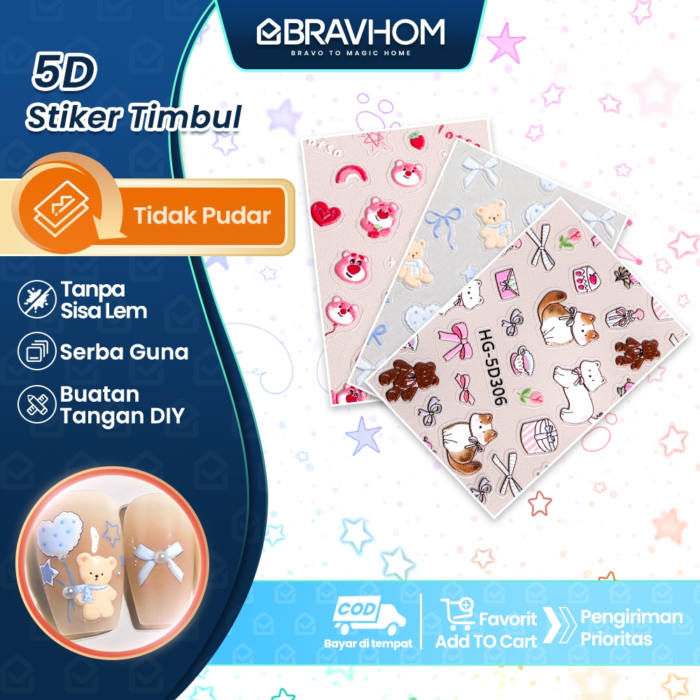 

BRAVHOM 5D Stiker Timbul / Stiker Anak / Stiker Mainan Anak Ketrampilan Dekorasi