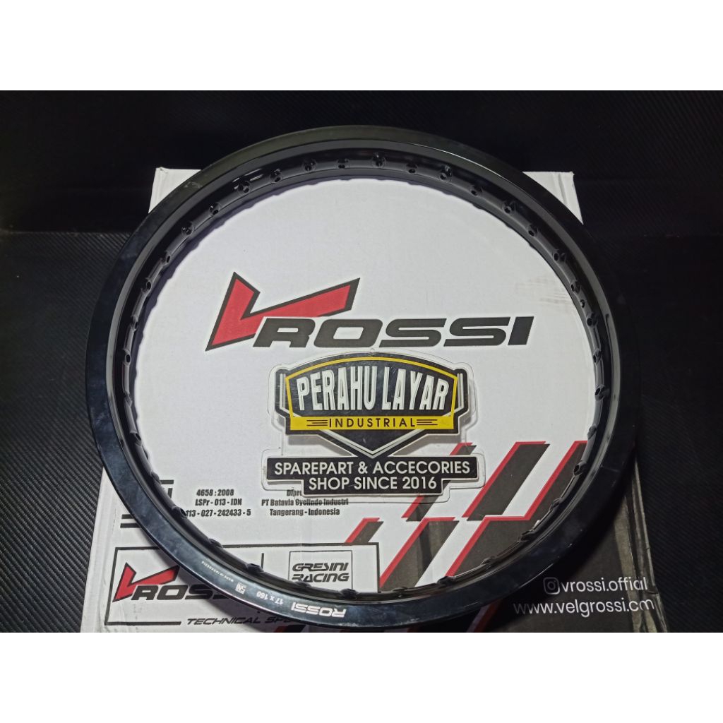 1pcs VELG PELEK ROSSI VROSSI HITAM KILAP BLACK GLOSSY RING 17 160 185 215