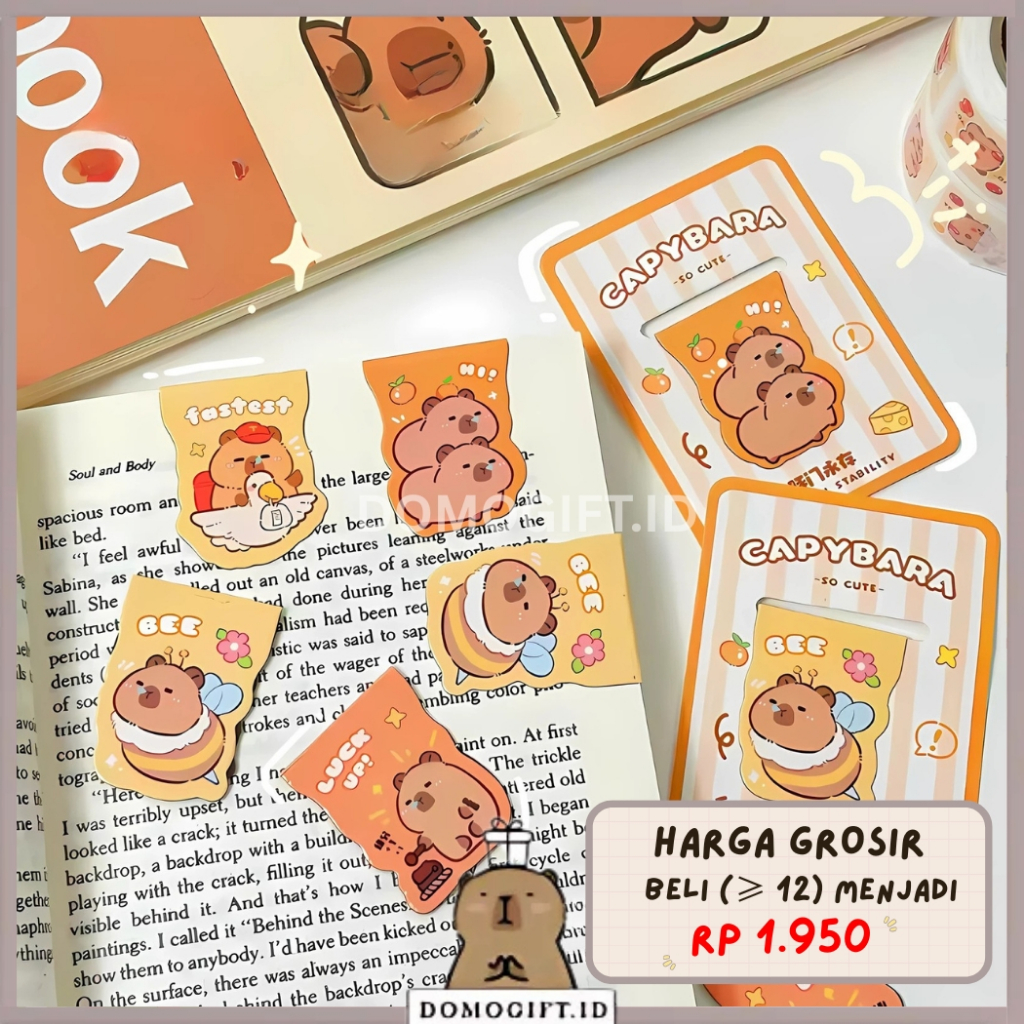 

Clip Kertas Buku Notes / Pembatas Buku Magnet Lucu Motif Cartoon Capybara AT37