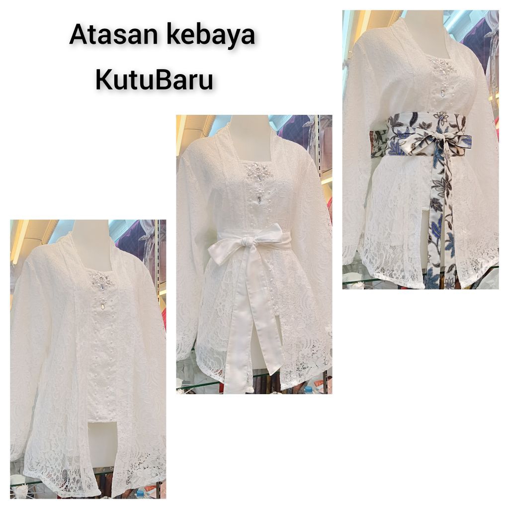 ATASAN KEBAYA KUTU BARU PUTIH KEBAYA WANITA MODREN