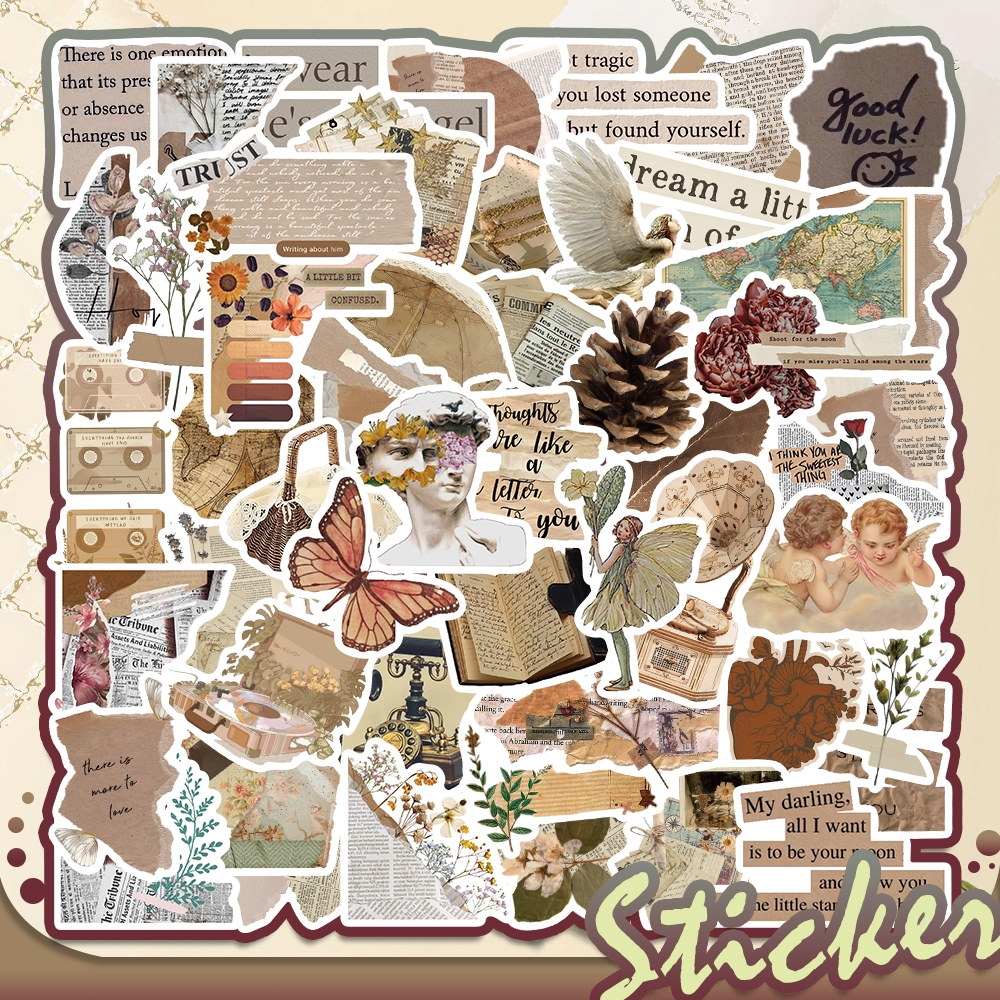 

50 PCS Stiker Fashion Gaya Retro INS DIY Frasa Bahasa Inggris Cocok untuk Koper/HP/Laptop/Buku/Tahan Air Stiker Scrapbook/kulkas/gelas/helm/papan luncur/motor