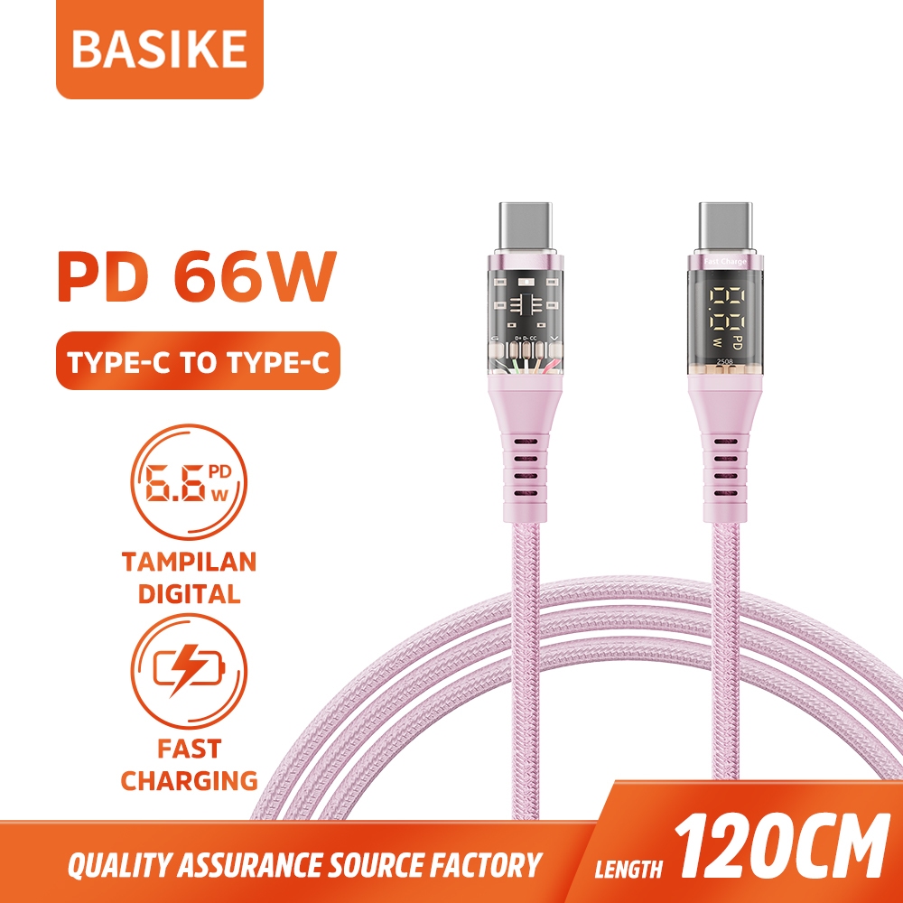 (HOT)BASIKE Kabel Data Charger Fast Charging 66W for iPhone Samsung Xiaomi Vivo Oppo Tahan Lama