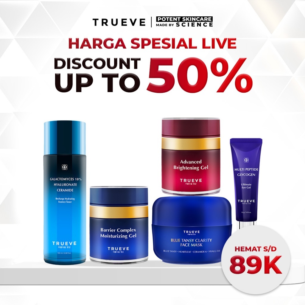 [PROMO SPECIAL LIVE] TRUEVE Serum, Moisturizer, Facial Cleanser, Toner Discount Up to 50%