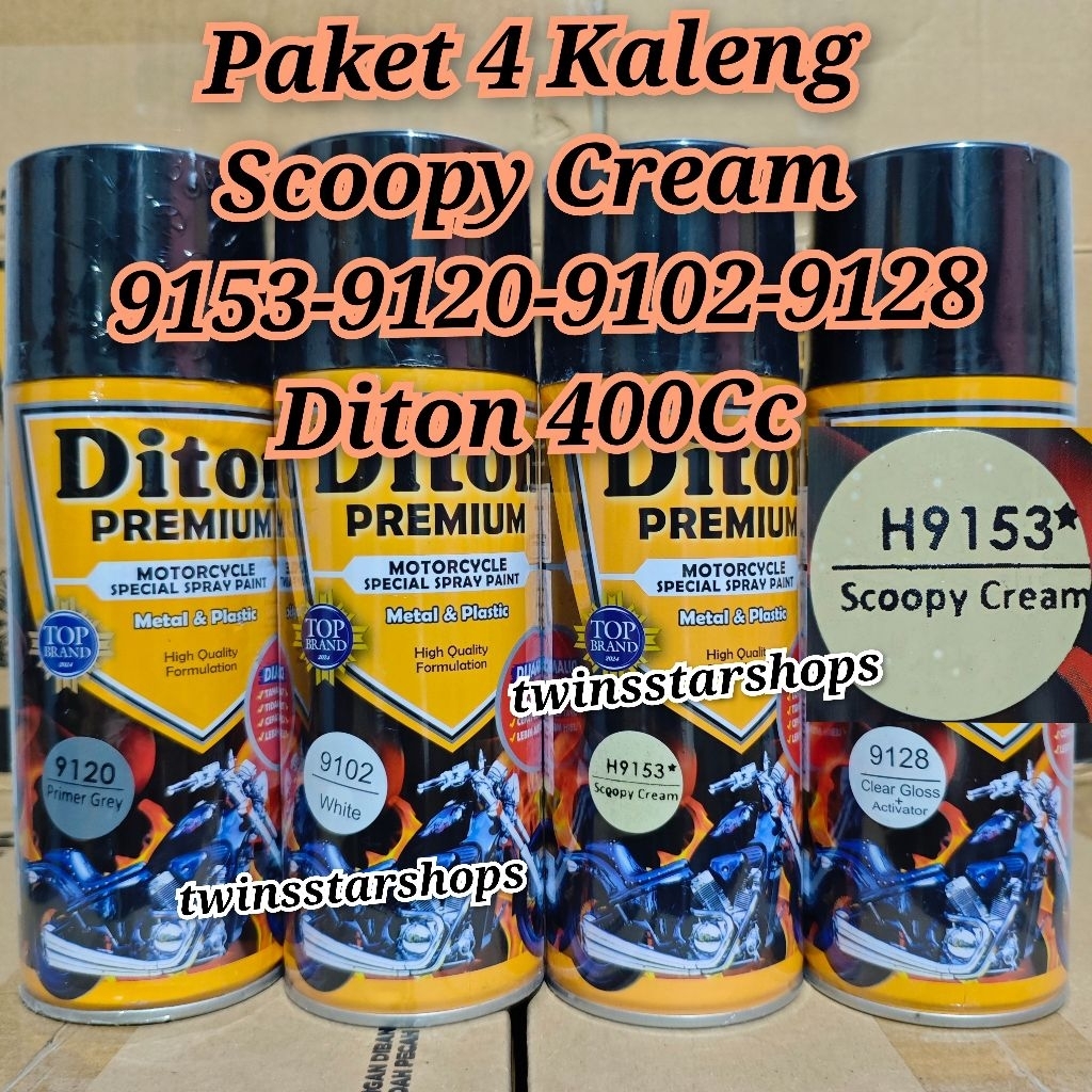 Pilok Pylox Cat Diton Premium Varian Paket 4 Kaleng Scoopy Cream 9153 Putih White 9102 Silver 9124 E