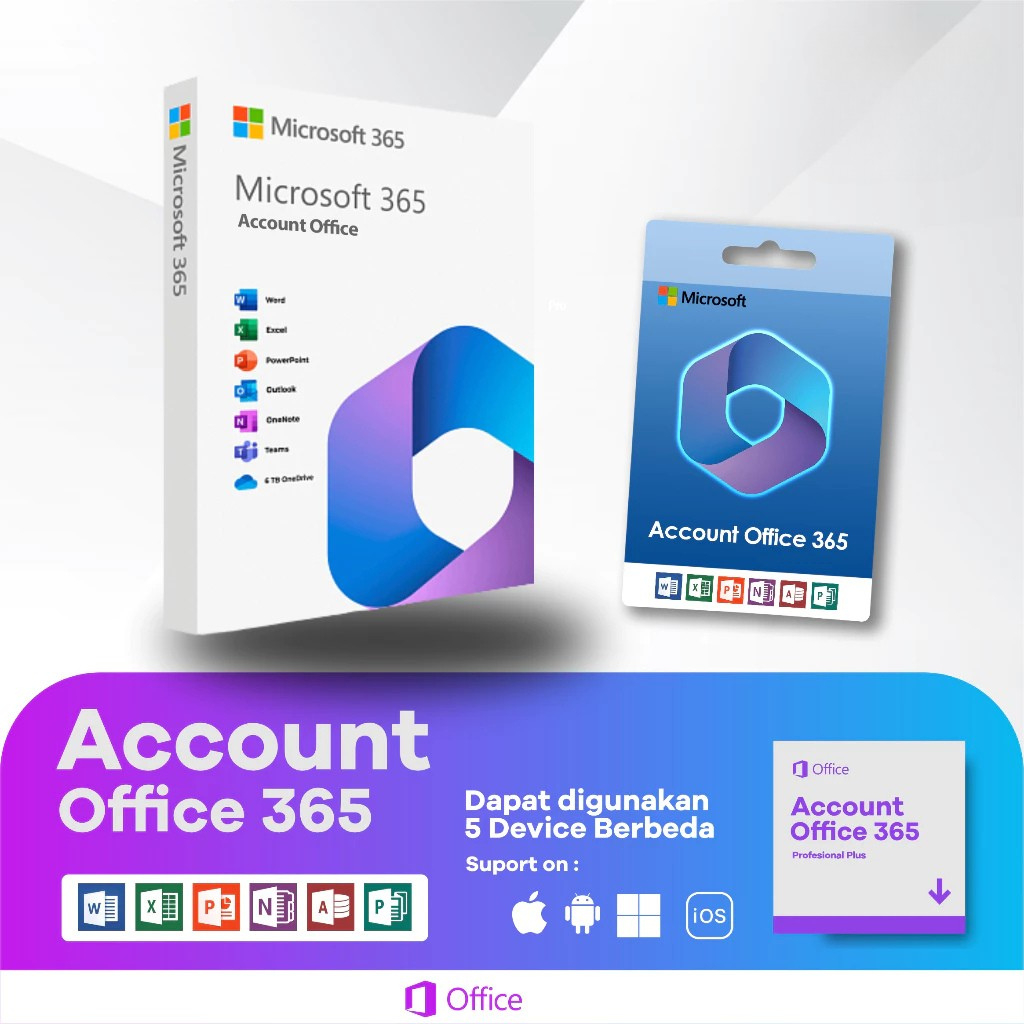 100% Ori Microsoft Office 365 Original 5 Device Lifetime Support All Device