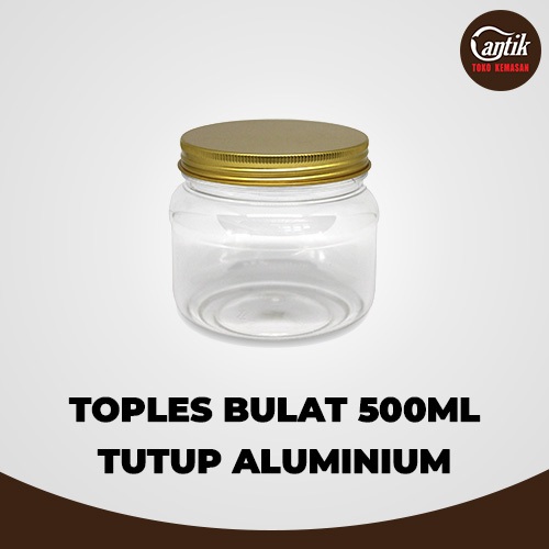 (5 PCS) TOPLES JAR PLASTIK BULAT 500ML (500gr) + TUTUP TOPLES ALUMINIUM