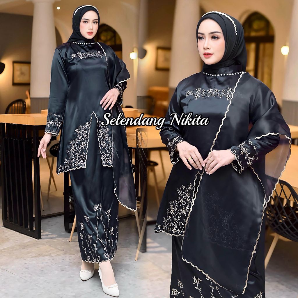 kebaya selendang Nikita baju kebaya selendang terbaru setelan kebaya selendang wanita Melayu bordir