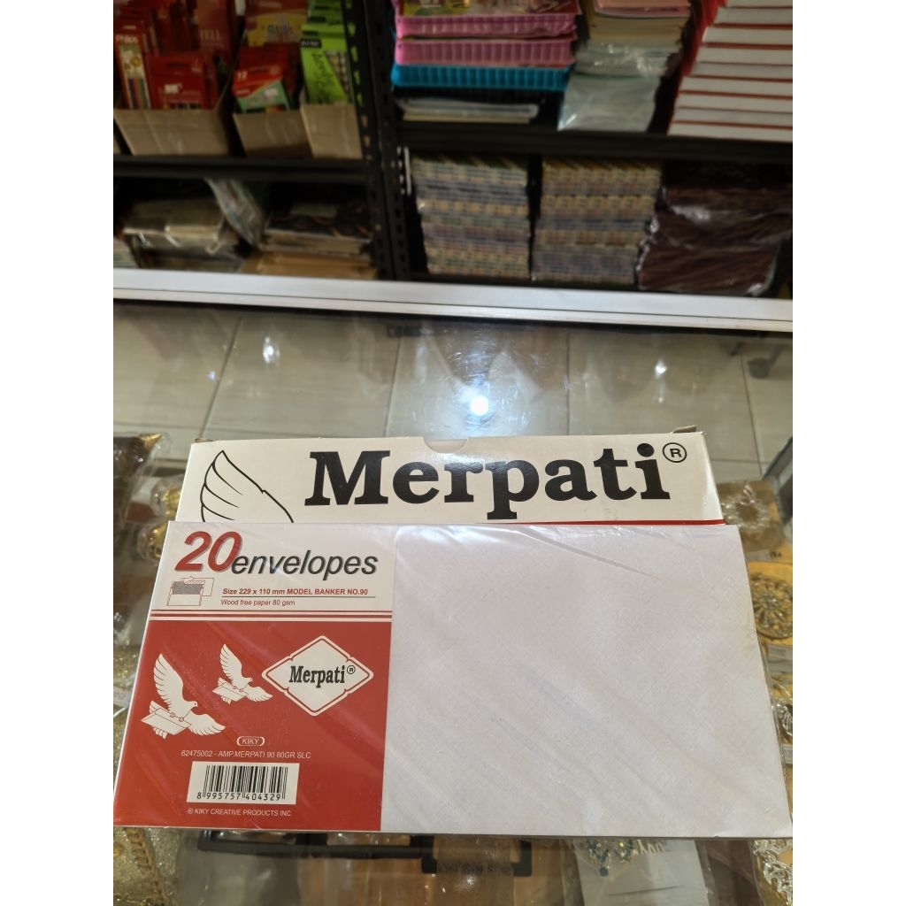 

Amplop Merpati 229×110 mm (1 kotak isi 100 lembar)