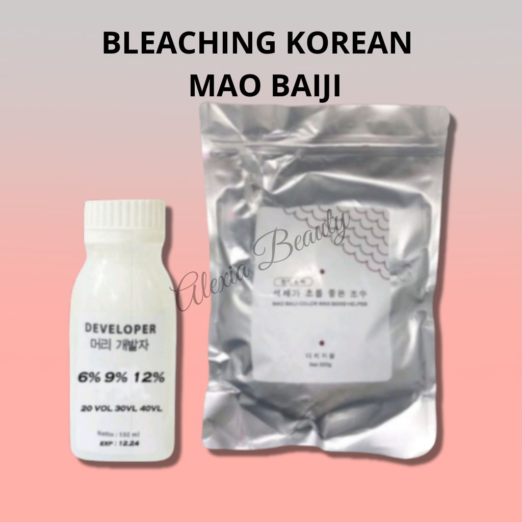 BLEACH KOREAN + Developer Bleaching Rambut Korea Mao Baiji Putih Level 9 Kemasan 50gr dan 100gr Blea