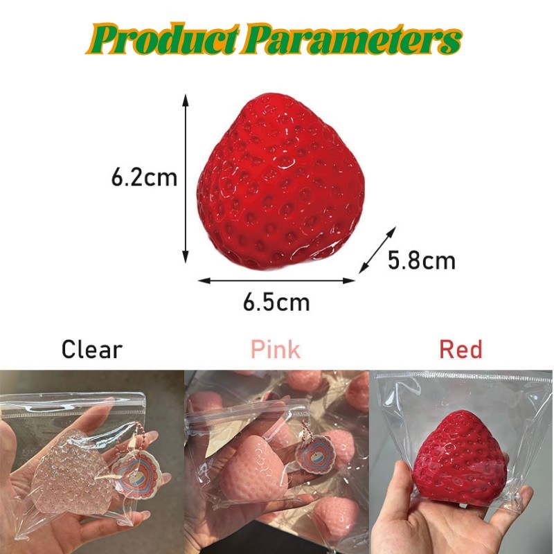 Mainan Squishy Anti Stress bentuk Buah Stroberi Squishy Strawberry Pencet-Pencet Squishy Jumbo