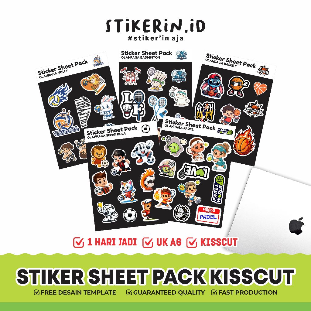 

Cetak Sticker Sheet A6 | VINYLGLOSSY | stiker Merchandise | Stiker Cabang Olahraga