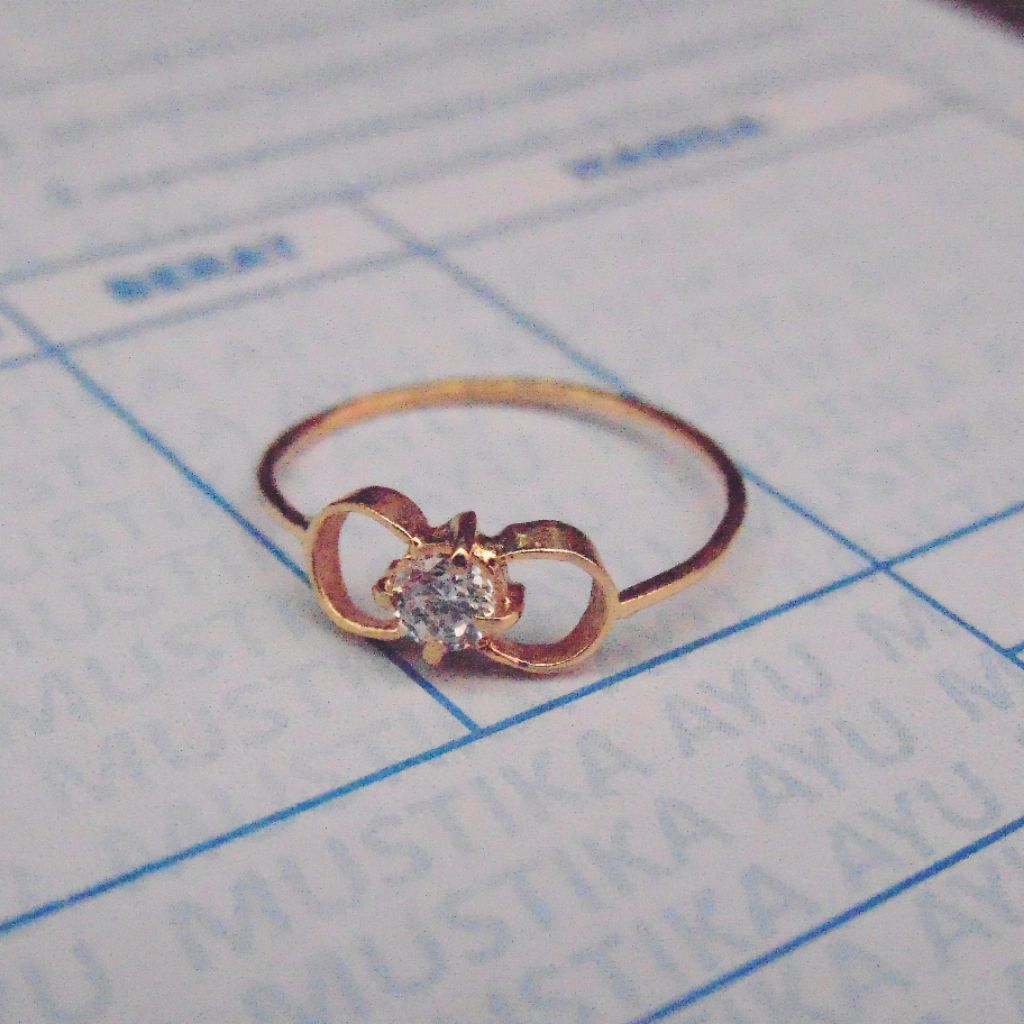 Cincin Perak Asli 925 Terbaru Lapis Emas 24k/Cincin Wanita Model Permata Simple