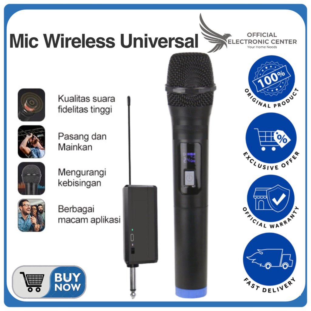 MIC WIRELESS UNIVERSAL LOW NOISE KUALITAS BAGUS SUARA JERNIH WIRELESS MIC UNIVERSAL KARAOKE MIC WIRE