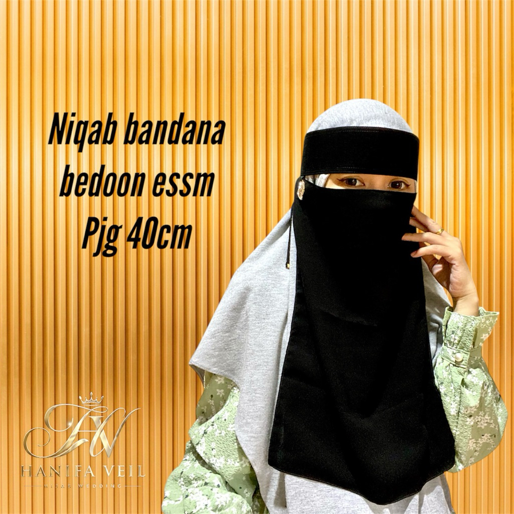 NIQAB BANDANA LIONTIN, NIQAB BEDOON ESM, PAD KAKU/KERAS, TALI KECIL