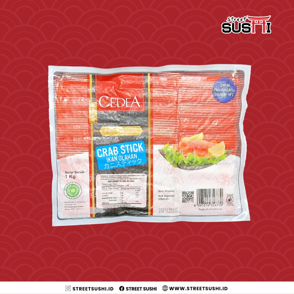 

Kani Cedea Crab Stick 1 kg | Surimi Crabstick | Pack Isi 63 Pcs