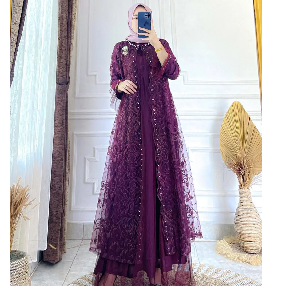 Gamis Kondangan Brukat Alea Dress Gamis Muslimah Mewah Dress Wedding Dress Gamis tille Dress Remaja