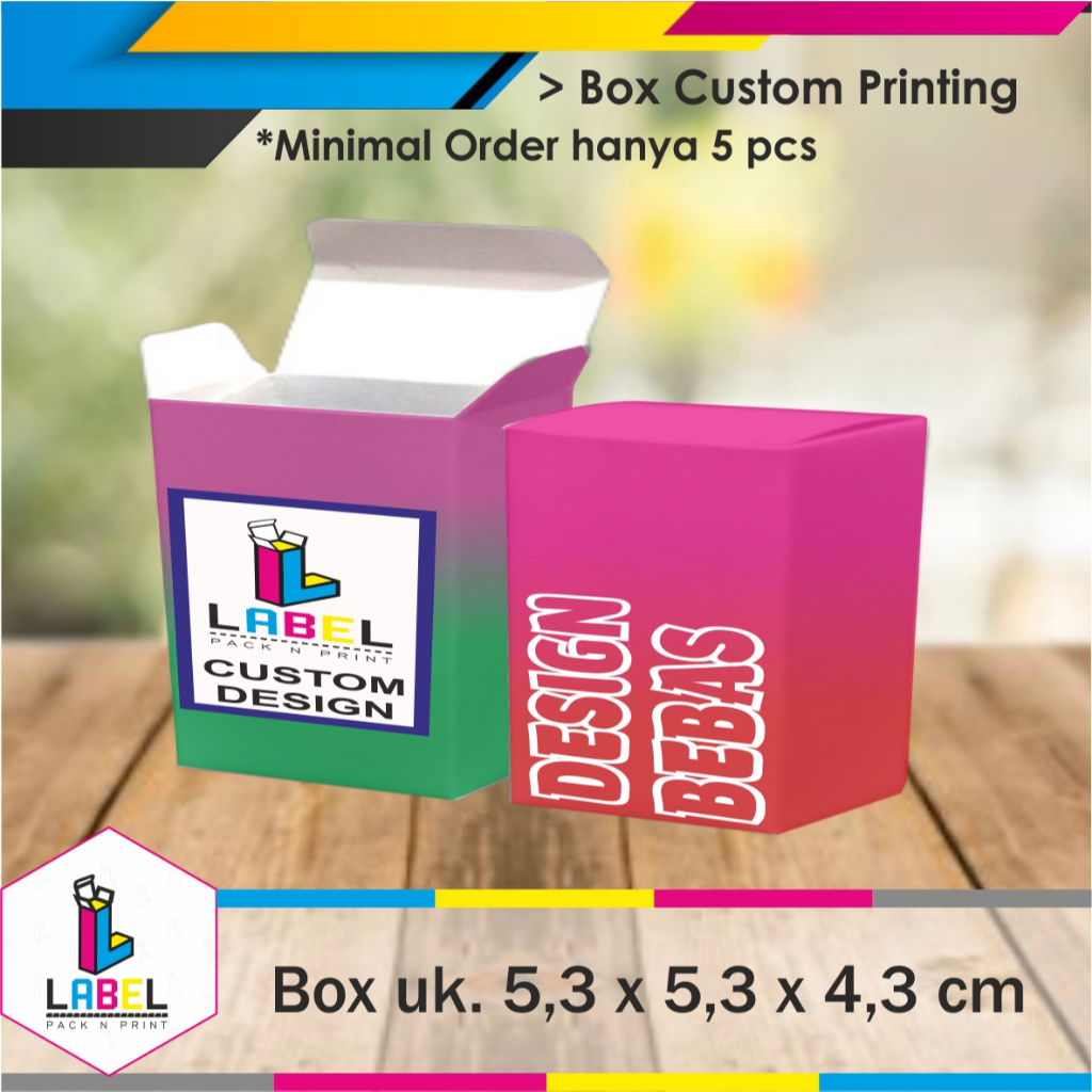 

Box / Dus Packaging Uk. 5,3 x 5,3 x 4,3 cm Custom Desain - Fullprint