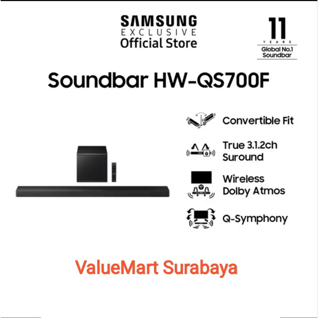Samsung Soundbar HW-QS700F Q Series True 3.1.2ch Subwoofer HWQS700F HW QS700