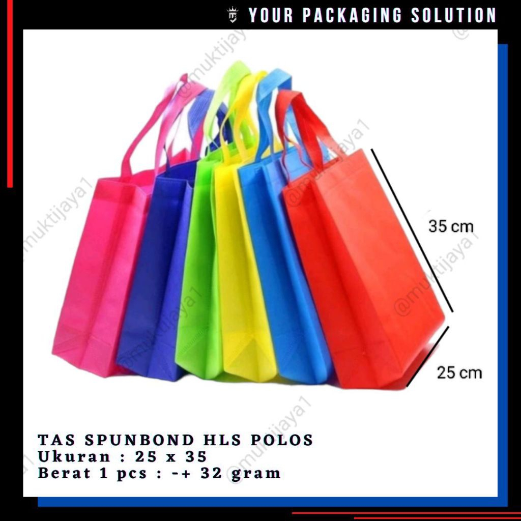 TAS KAIN POLOS 25x35cm HLS ll  Spunbond ll Goodie Bag ll Tas Kain ll Tas Kado ll Tas Berkat