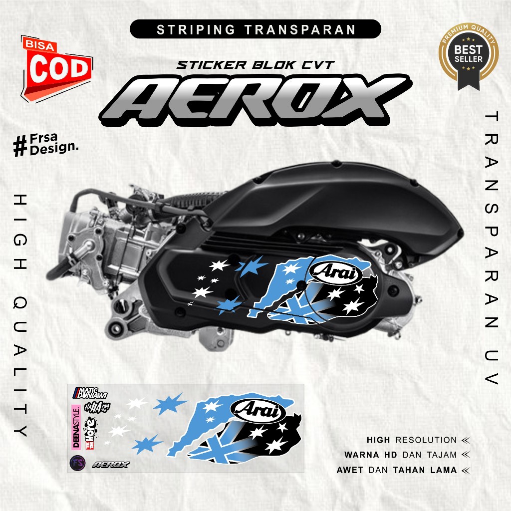 Sticker CVT Transparan AEROX 155 Motif Flag