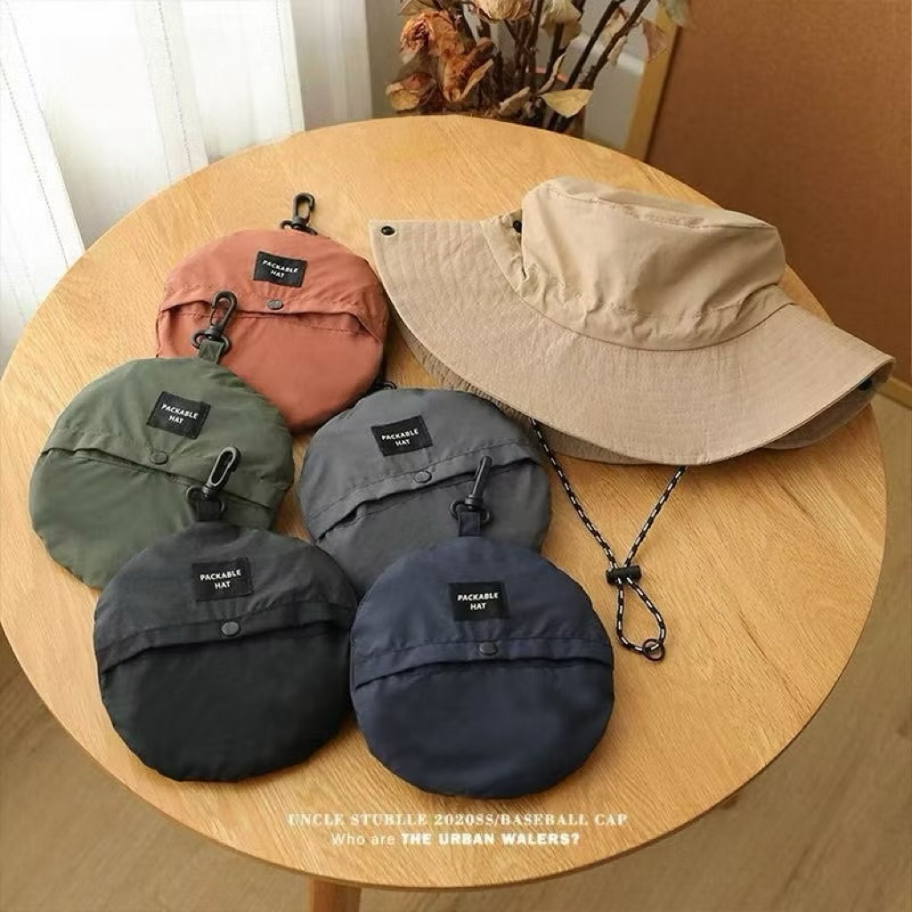 PALING MURAH Topi Gunung Pria Bucket Hat Rimba Topi Bulat Parasut Tali Packable Hat Pria Wanita