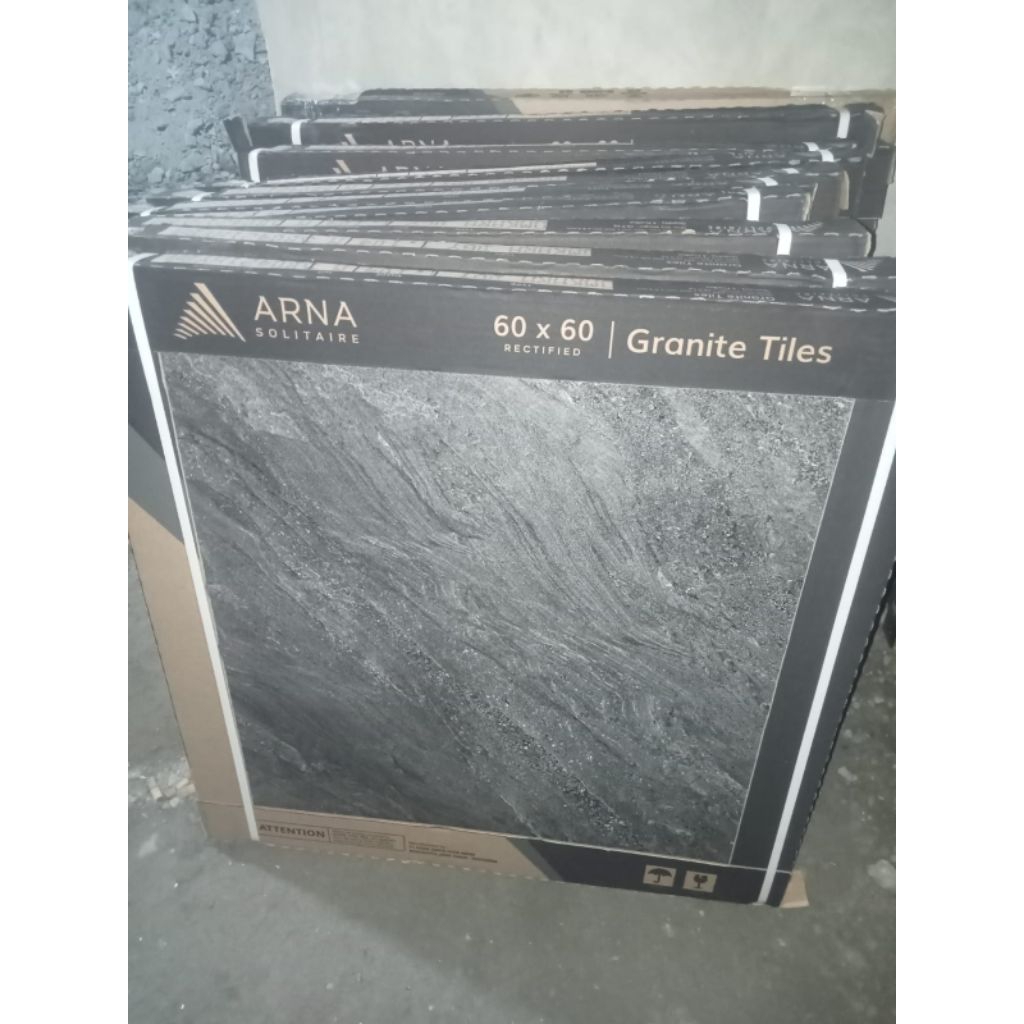Granit Lantai 60x60 Arna Omkara Dark Grey | Glossy