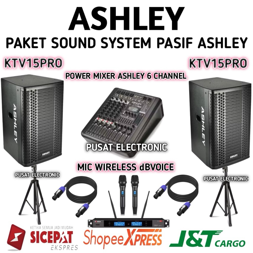 Paket Sound System Pasif Ashley Ktv15pro Original Speaker Pasif 15inch Power Mixer 6 Channel