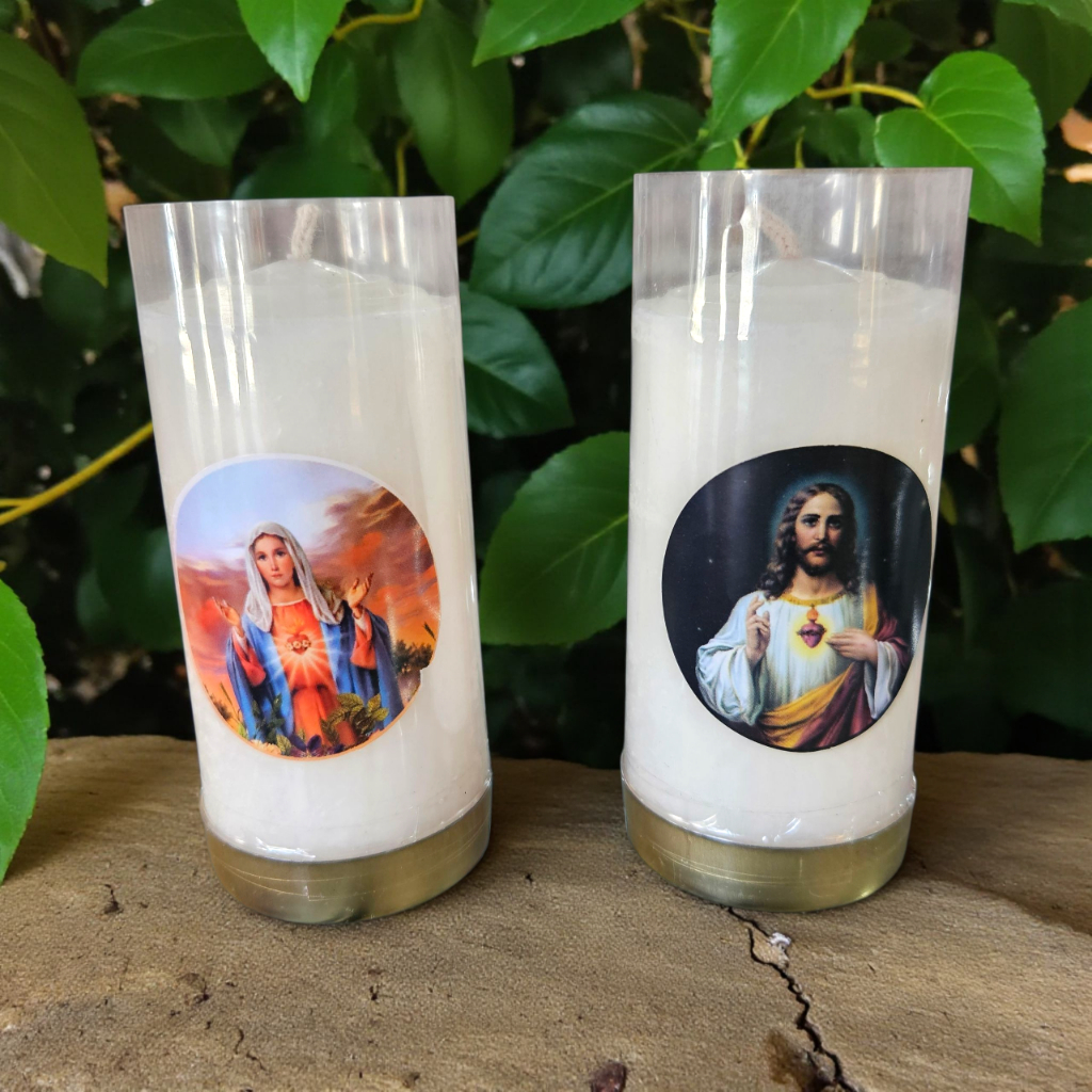 Lilin Putih Gambar Yesus Maria Rohani Lilin Doa