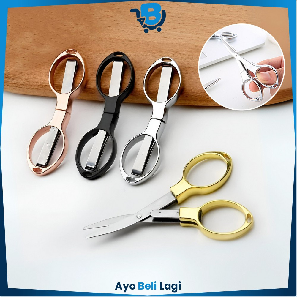 

EC Gunting Lipat Portable Stainless Steel Gunting Travel Serbaguna / Gunting Lipat Mini Anti Karat Model Kacamata ABL C1199