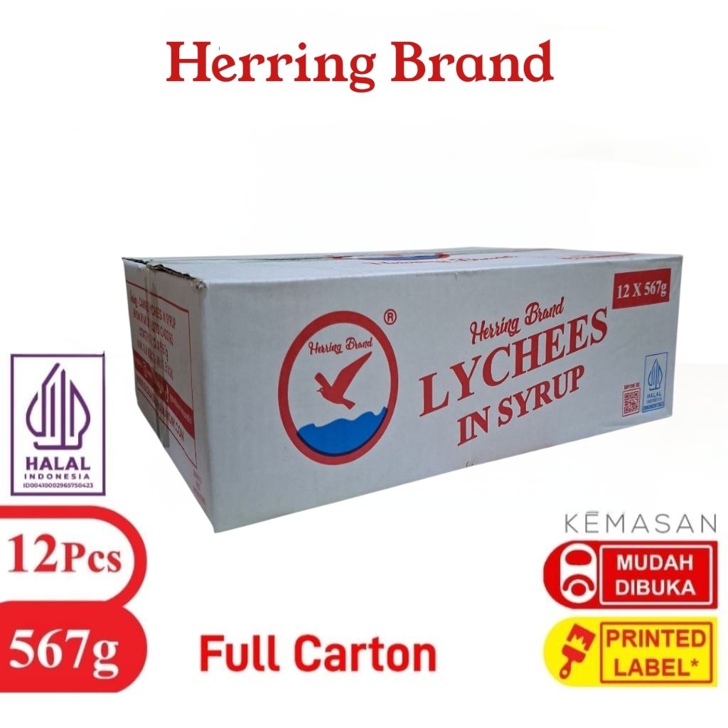 

Herring Brand Full Carton Canned Leci kaleng /Lychee In Syrup - 1 Ctn