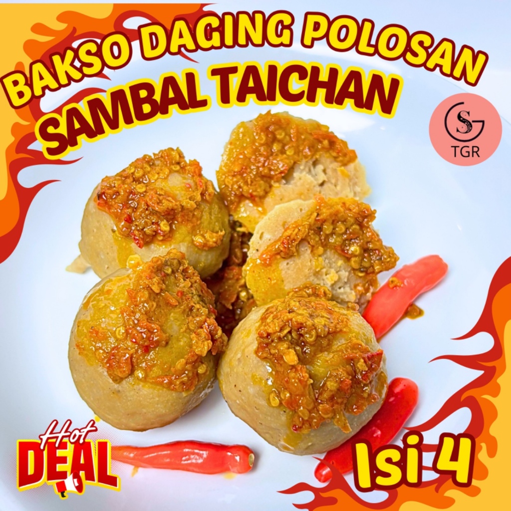 

[ BAKSO DAGING POLOS ] 1 BUNGKUS BAKSO DAGING POLOS ISI4 SAMBAL TAICHAN PEDAS GURIH NIKMAT Food Frozen Baso Meat Masakan Instan Makanan