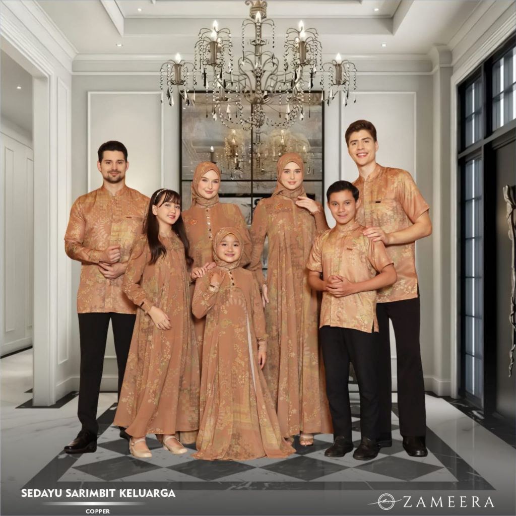 SARIMBIT FREE SCARF - SEDAYU FAMSET (COPPER) BY ZAMEERA OFFICIAL // Sarimbit Keluarga Gamis Koko Dew