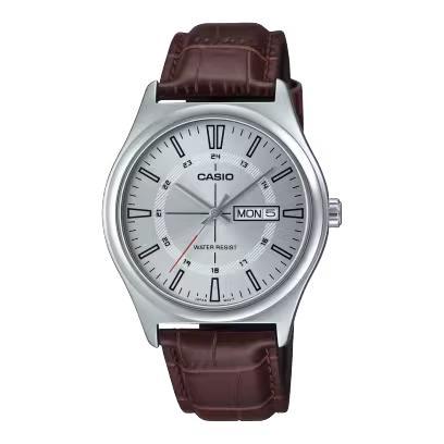 Casio General MTP-V006L-7CUDF Silver Dial Brown Leather Band