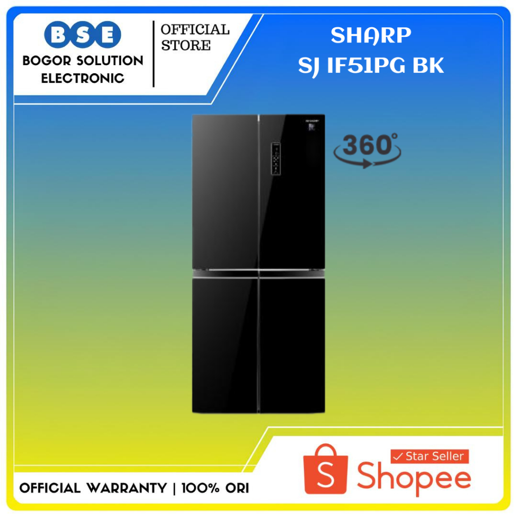 KULKAS 4 DOOR SHARP - SJIF51PGBK / CG | KULKAS PINTU KACA SHARP 472L
