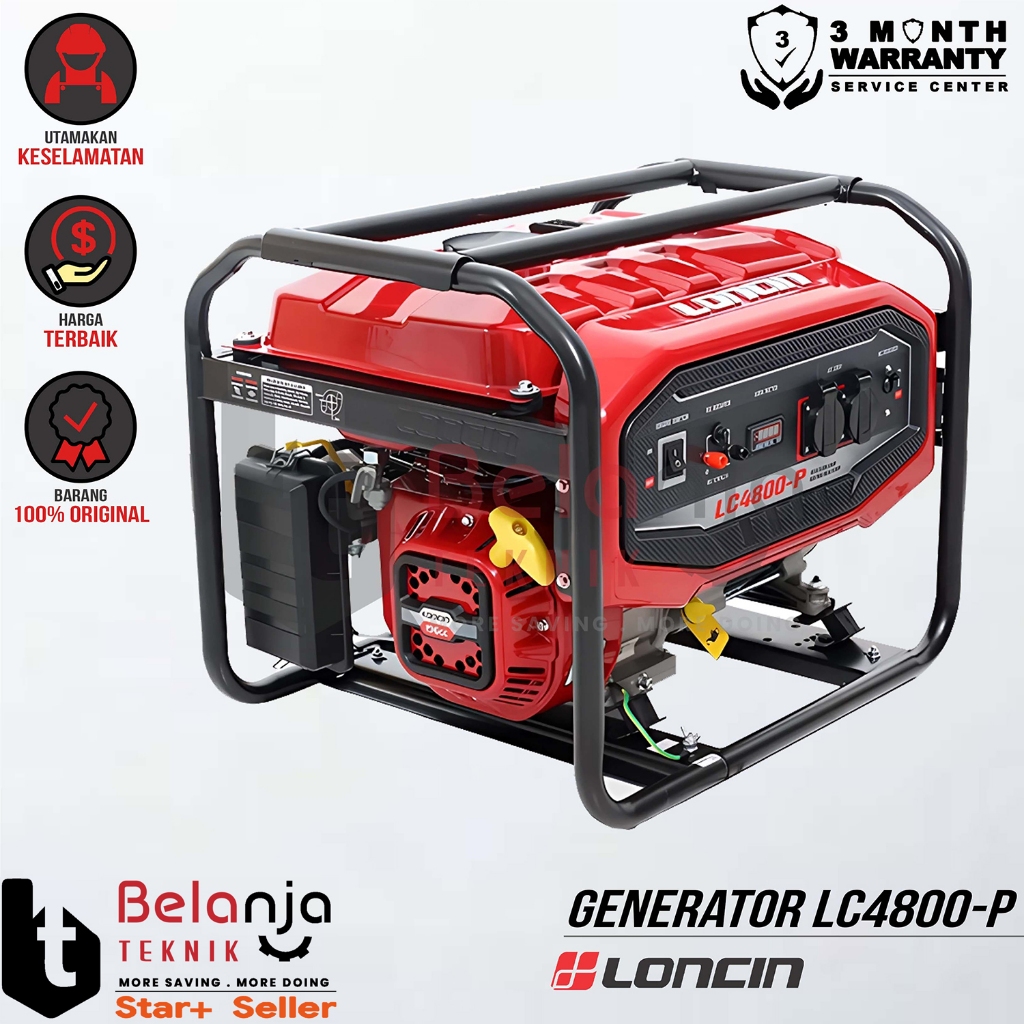 LONCIN LC4800-P Generator Bensin 2500 Watt, Desain Modern dengan Motif Carbon