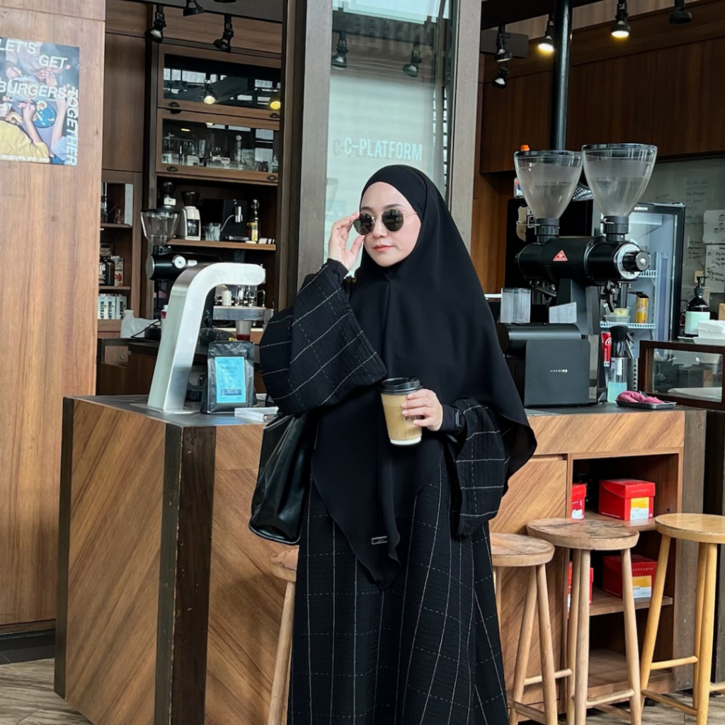 BRSYARI KHIMAR BANDANA Hijab Syari Kerudung Tali Bahan Jetblack Premium