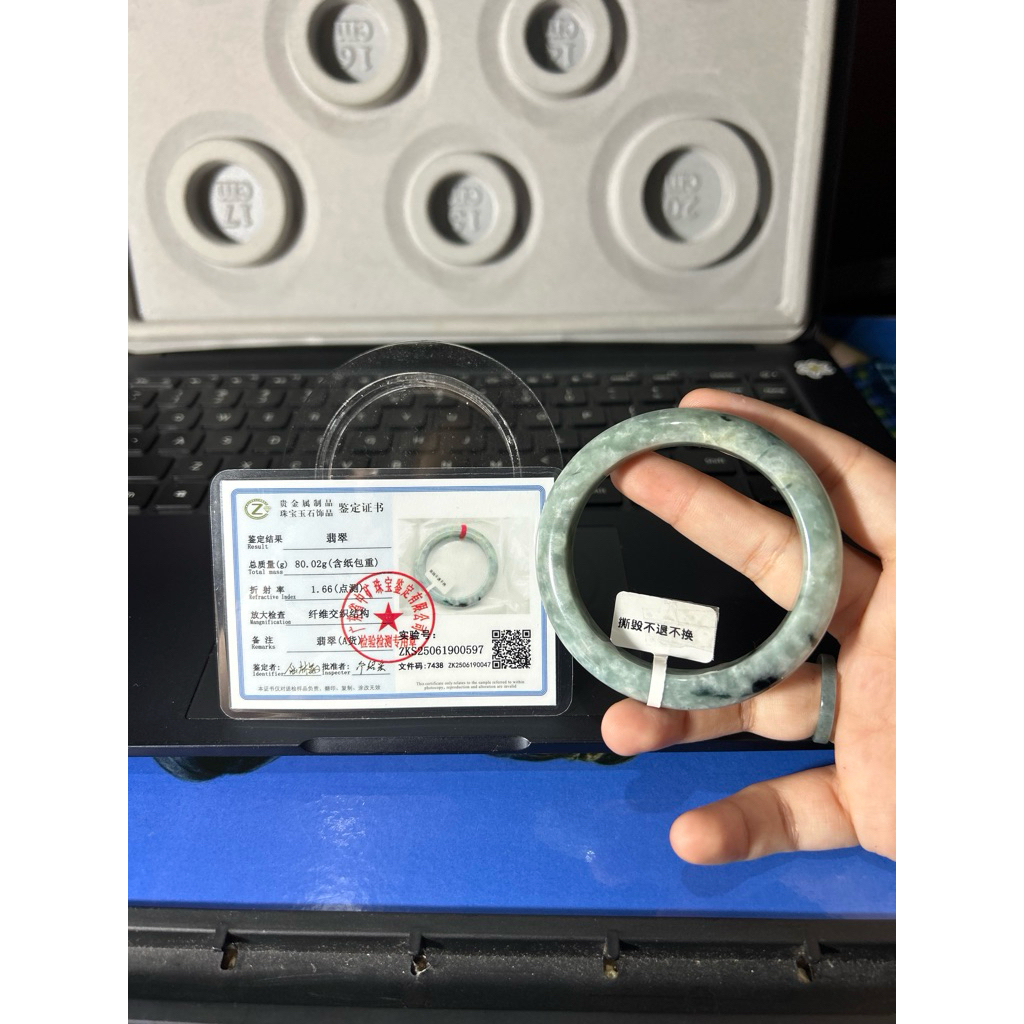 Bangle Giok Burma 54,5mm Grade A Bersertifikat Asli 100% Giok [ADA KULIT BATU]