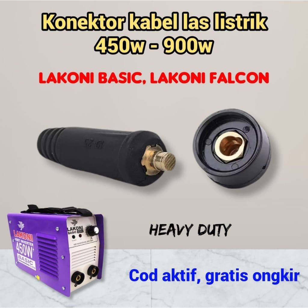 Sepasang konektor kabel las listrik 450w 900w LAKONI basic soket connector welding inverter male fem