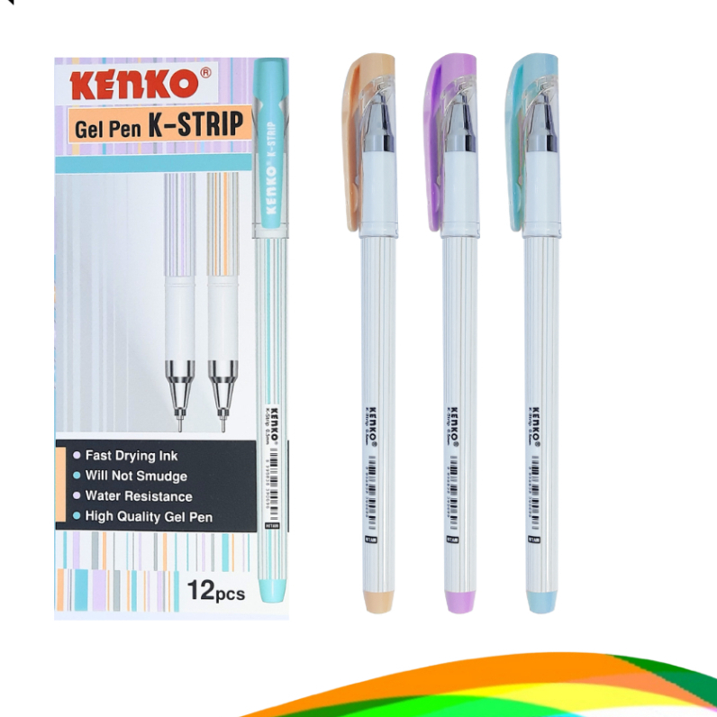 

(PCS) Pulpen KENKO K-STRIP Hitam 0.5 mm Pen Cair Body Pastel