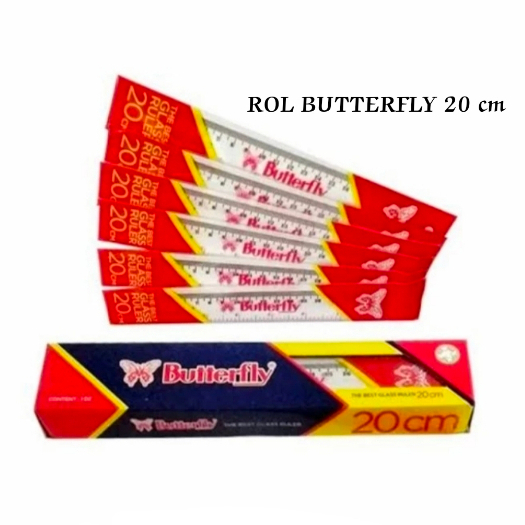 

(1 Pcs) Penggaris Butterfly 20 cm / Rol Bening Transparent / Garisan Plastik 20 cm