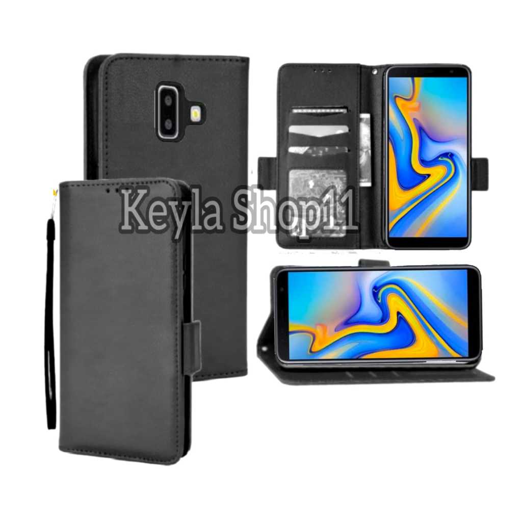 Case Flip Untuk Samsung J6 Plus Soft Case Dompet Flip Cover Leather Premium Casing HP