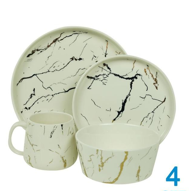 Appetite Set 16 Pcs Abbey Perlengkapan Makan Marble - Putih