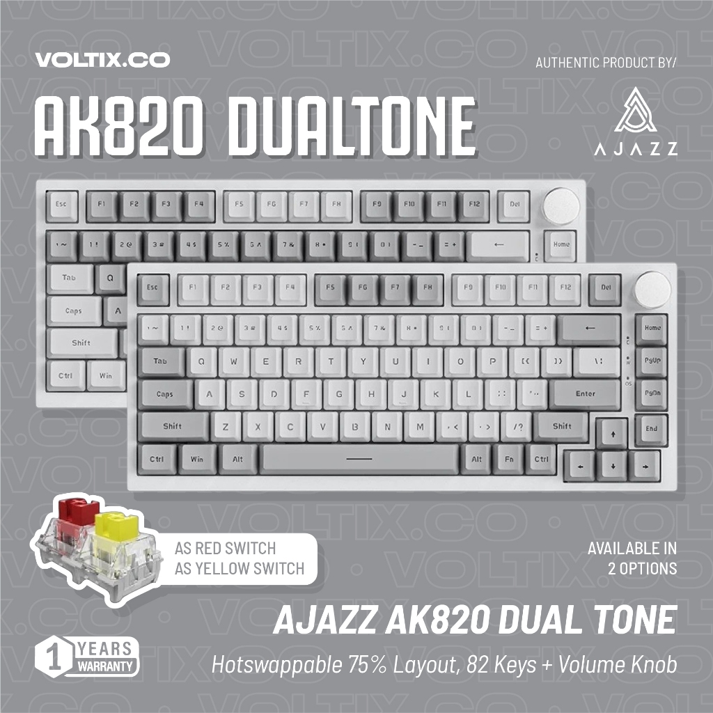 Ajazz AK820 Dual Tone 75% Mechanical Keyboard Wired White Backlight
