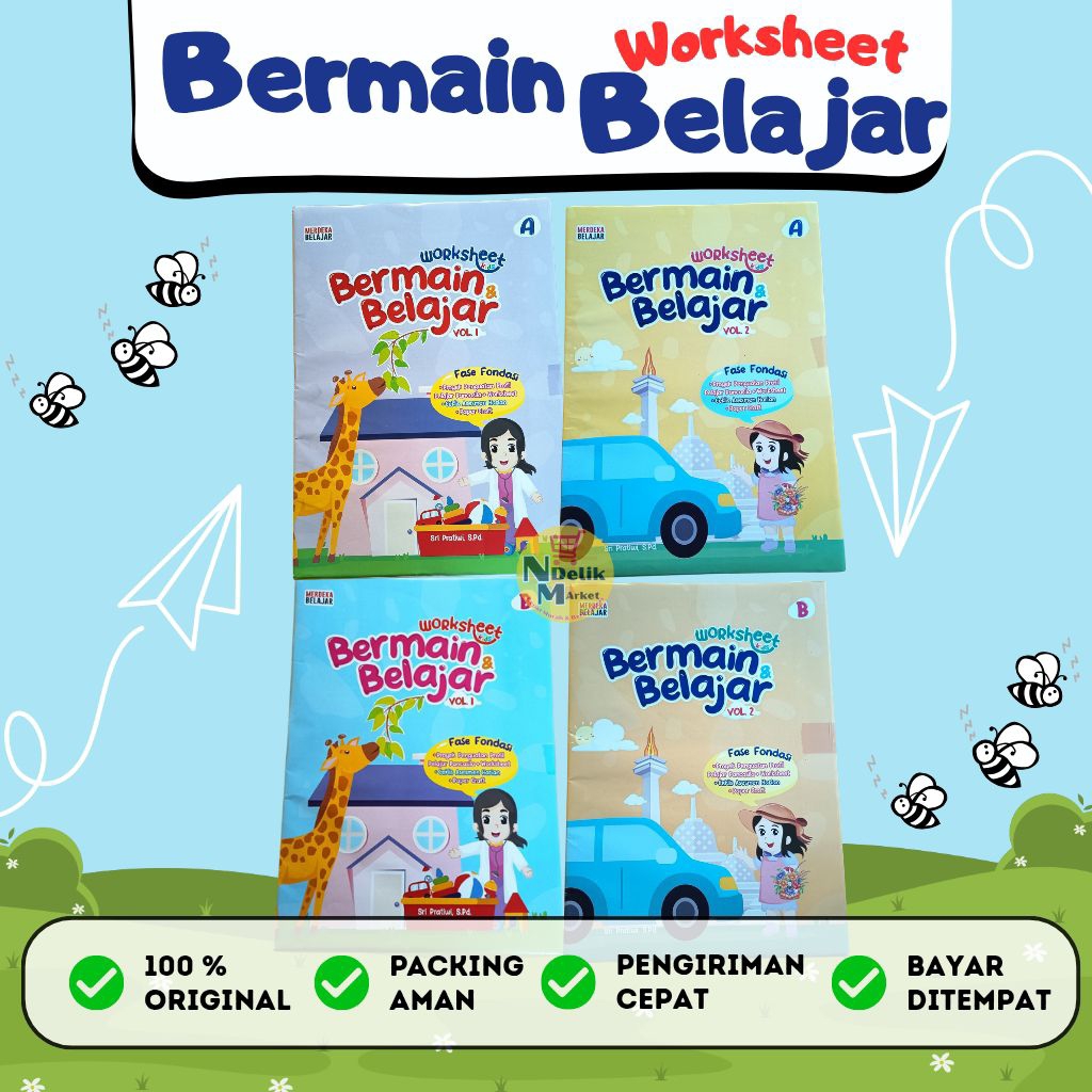 Worksheet Anak TK A & TK B - Bermain dan Belajar 68 Hal + 6 Papercraft | Non Paket