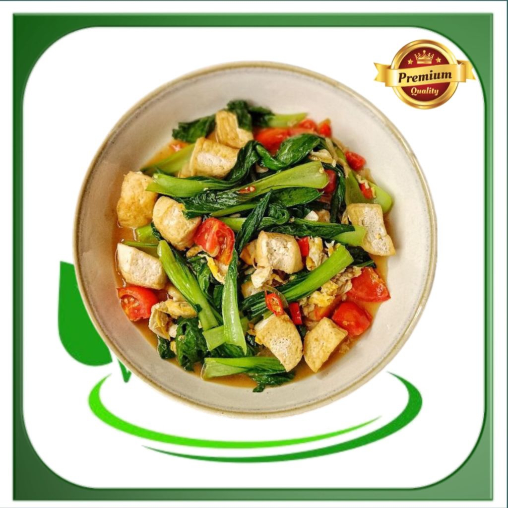 

tumis pakcoy tahu siap santap untuk 3-4 orang