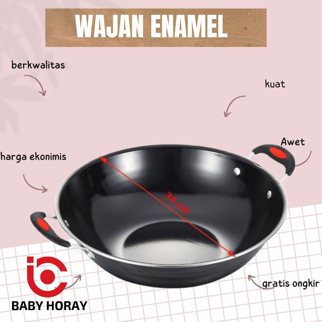 Wajan Anti Lengket Wajan Enamel Anti Gores Anti Lengket/Wajan Enamel Kuping